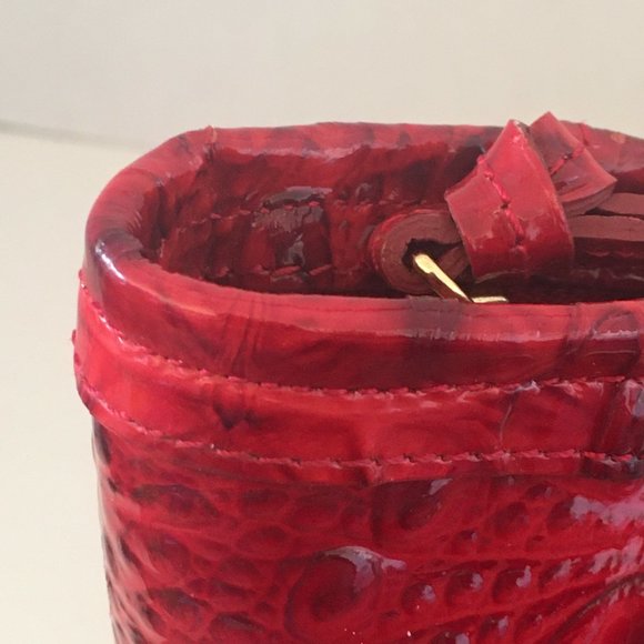 Brahmin Red Med Asher Melborne Croc Shoulder Bag Purse Tote Zip Top Cell Pocket - Picture 7 of 17